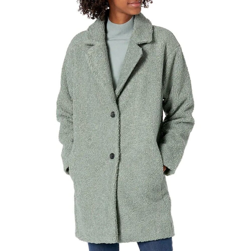 🆕 Daily Ritual Teddy Bear Coat Women's Size Medium Sage Green Oversized Fit